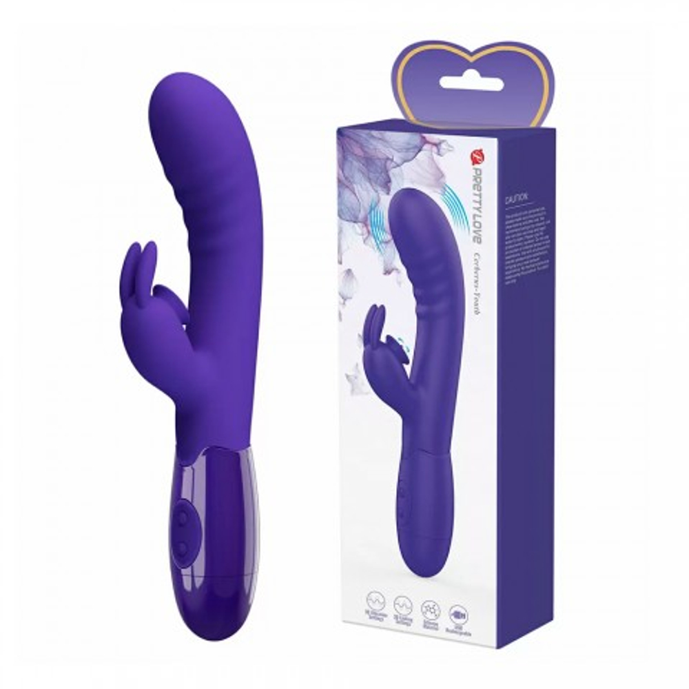 Вибратор-кролик с стимулятором клитора Cerberus-Youth, 20,6 см, синий