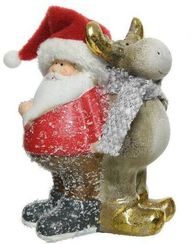 Керамическая композиция Санта и Олень в снегу 12*7*15 см, Kaemingk (630123)