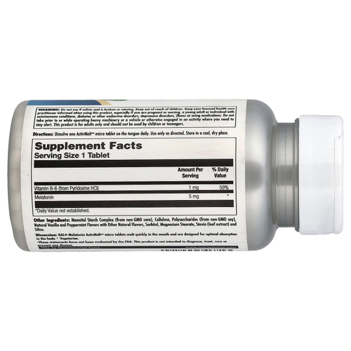 KAL, мелатонин, со вкусом ванили и мяты, 90 микротаблеток