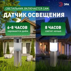Светильник уличный ЭРА ERASF22-50 на солнечной батарее садовый Соло 1LED | Садовые декоративные светильники