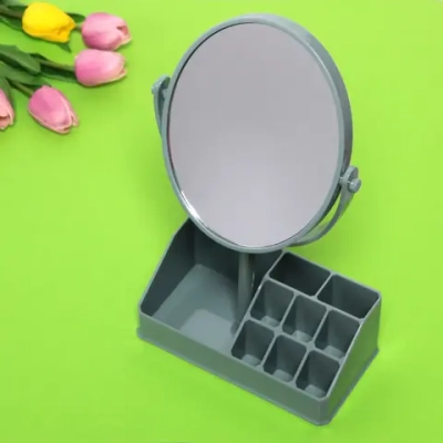 Зеркало настольное с органайзером для косметики «Beauty», цвет лазурный, 31*18см