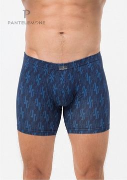 Трусы мужские боксеры удлинённые Pantelemone PMHL-1523, геометрия деним/темно-синяя