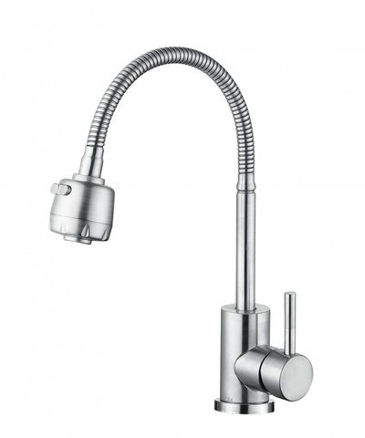 15022 Смес. од. для кухни с ГИБ. изли. (НЕРЖ,САТИН) ViEiR (10/1шт)