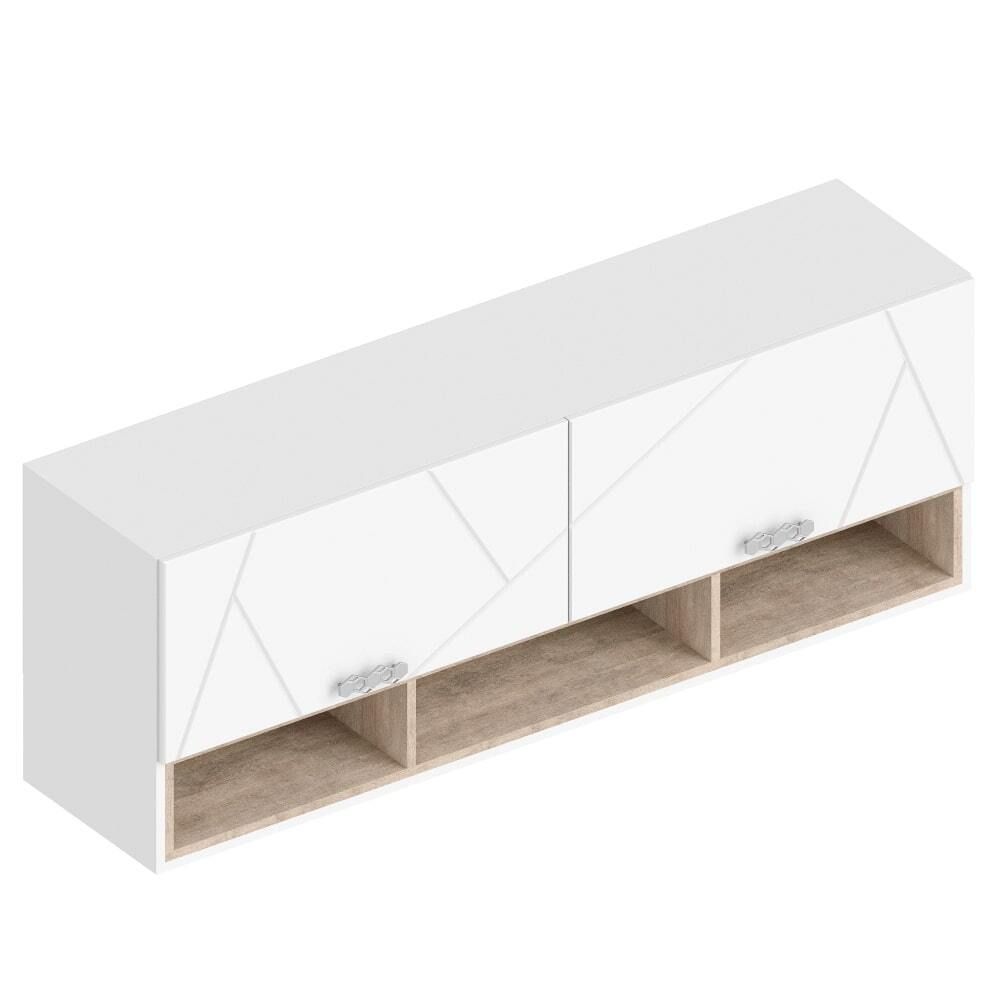 Шкаф настенный 1500 МС "Сандра"(Белый лофт/Дуб баррик)