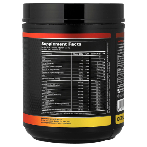 Gorilla Mind, Mode®, предтренировочная добавка, вишня, 812 г (1,79 фунта)