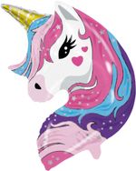 Шар (32''/81 см) Фигура, Голова, Волшебный единорог, 1 шт. в уп.