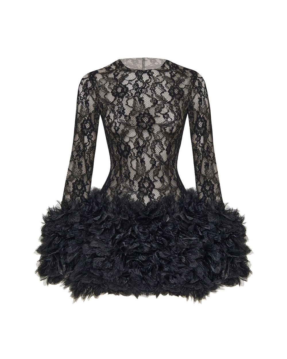 Платье мини из кружева с цветами