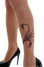Колготки с имитацией тату-скорпиона на левой ножке (Размер: S-M-L) (Цвет: бежевый)