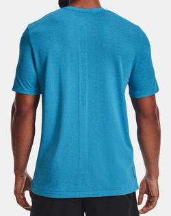 Мужская теннисная футболка Under Armour Men's UA Rush Seamless GeoSport Short Sleeve - capri/black