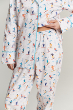 Костюм двойка из сатина с лыжниками - размер S-M