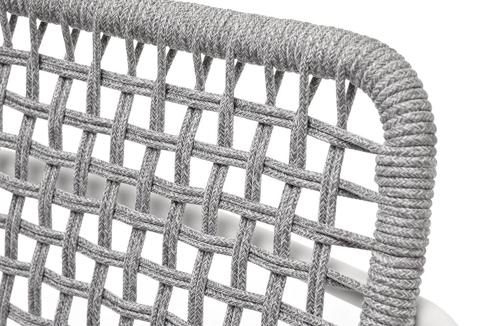 "Тунис" стул плетеный из роупа, каркас алюминий белый, роуп светло-серый