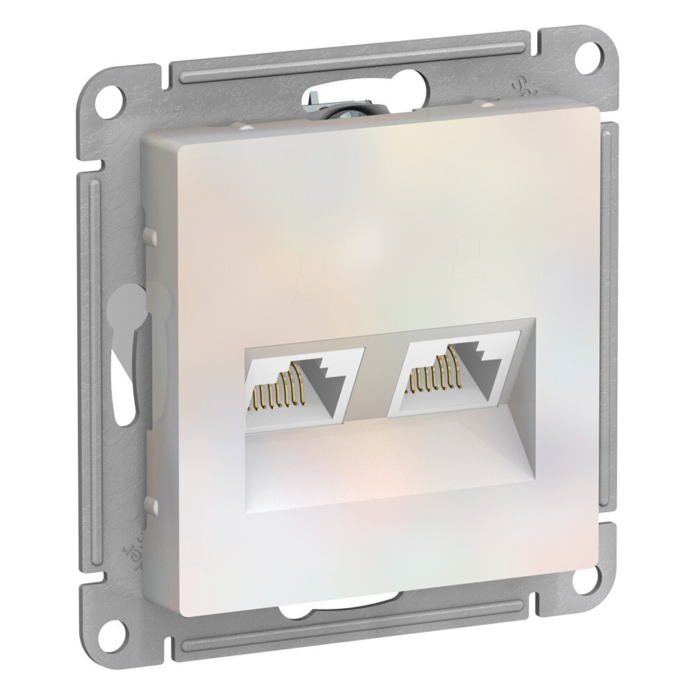 ATLASDESIGN РОЗЕТКА двойная компьютерная RJ45+RJ45, кат.5Е, механизм, ЖЕМЧУГ