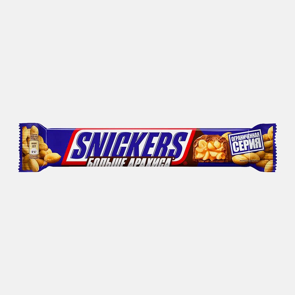 Шоколадный батончик Больше арахиса Snickers 87г