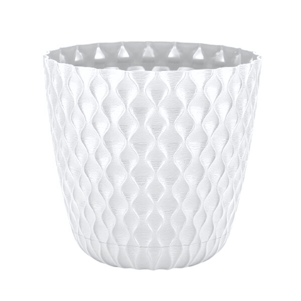 Горшок для цветов InGreen Wave с дренажной сеткой и поддоном 4,7л D205мм, белоснежный жасмин