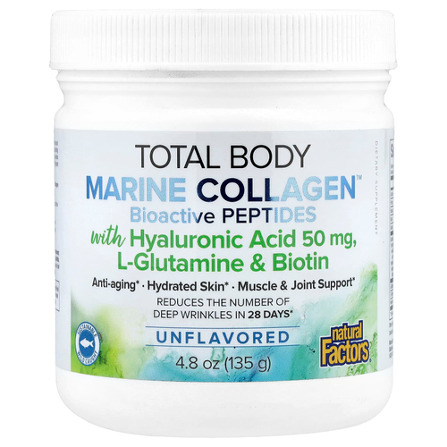 Natural Factors, Total Body Marine Collagen™, биоактивные пептиды, без добавок, 135 г (4,8 унции)