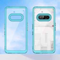 Двухкомпонентный прозрачный чехол для Nothing Phone 3a, боковые рамки мягкие бирюзового цвета