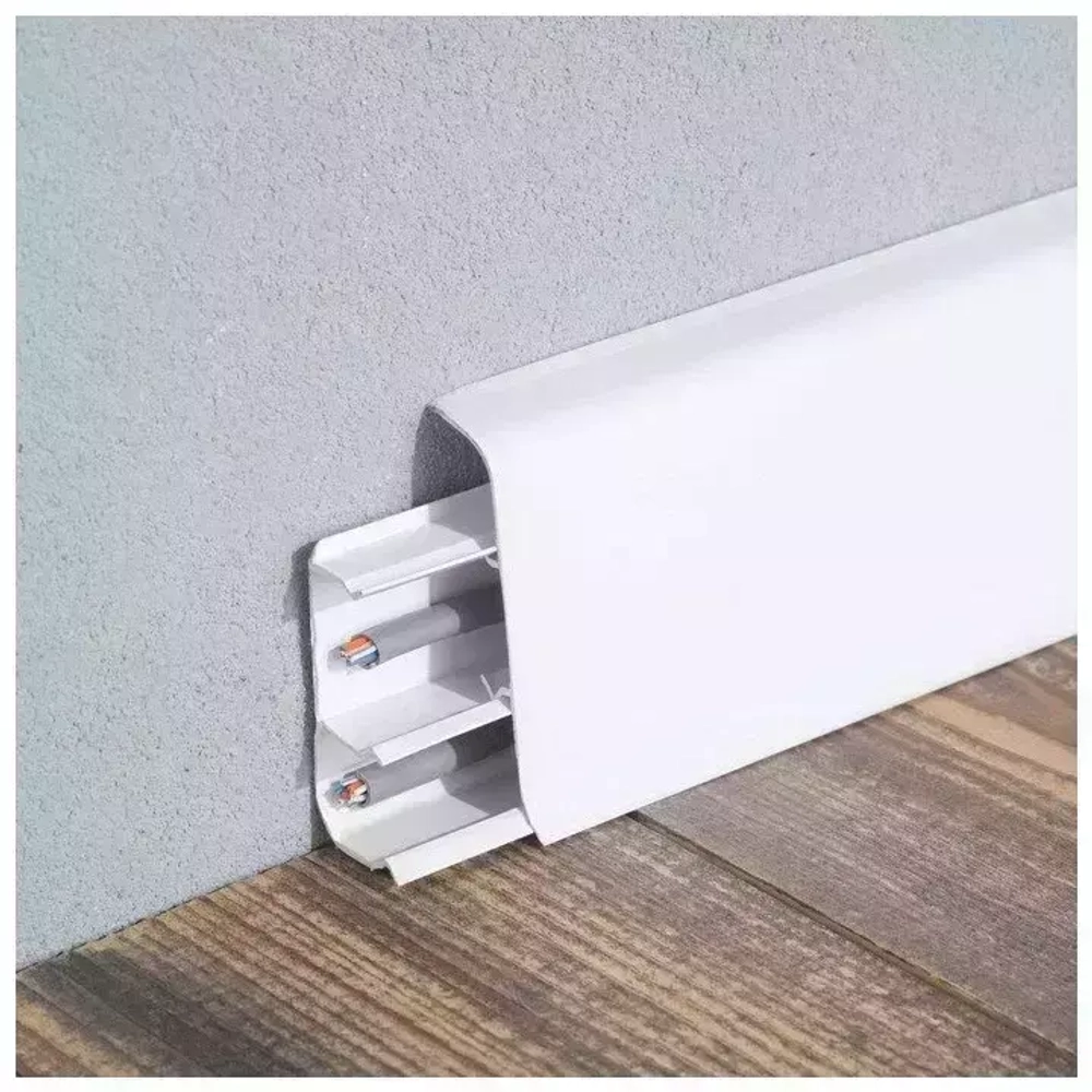 Плинтус напольный ПВХ "Деконика", 001-0 Белый Глянцевый 2200х100х23 мм