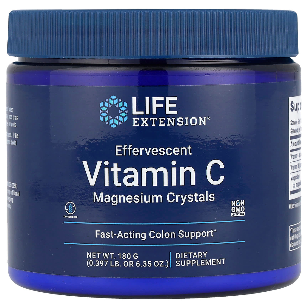 Life Extension, Шипучий витамин C, кристаллы магния, 180 г (6,35 унции)