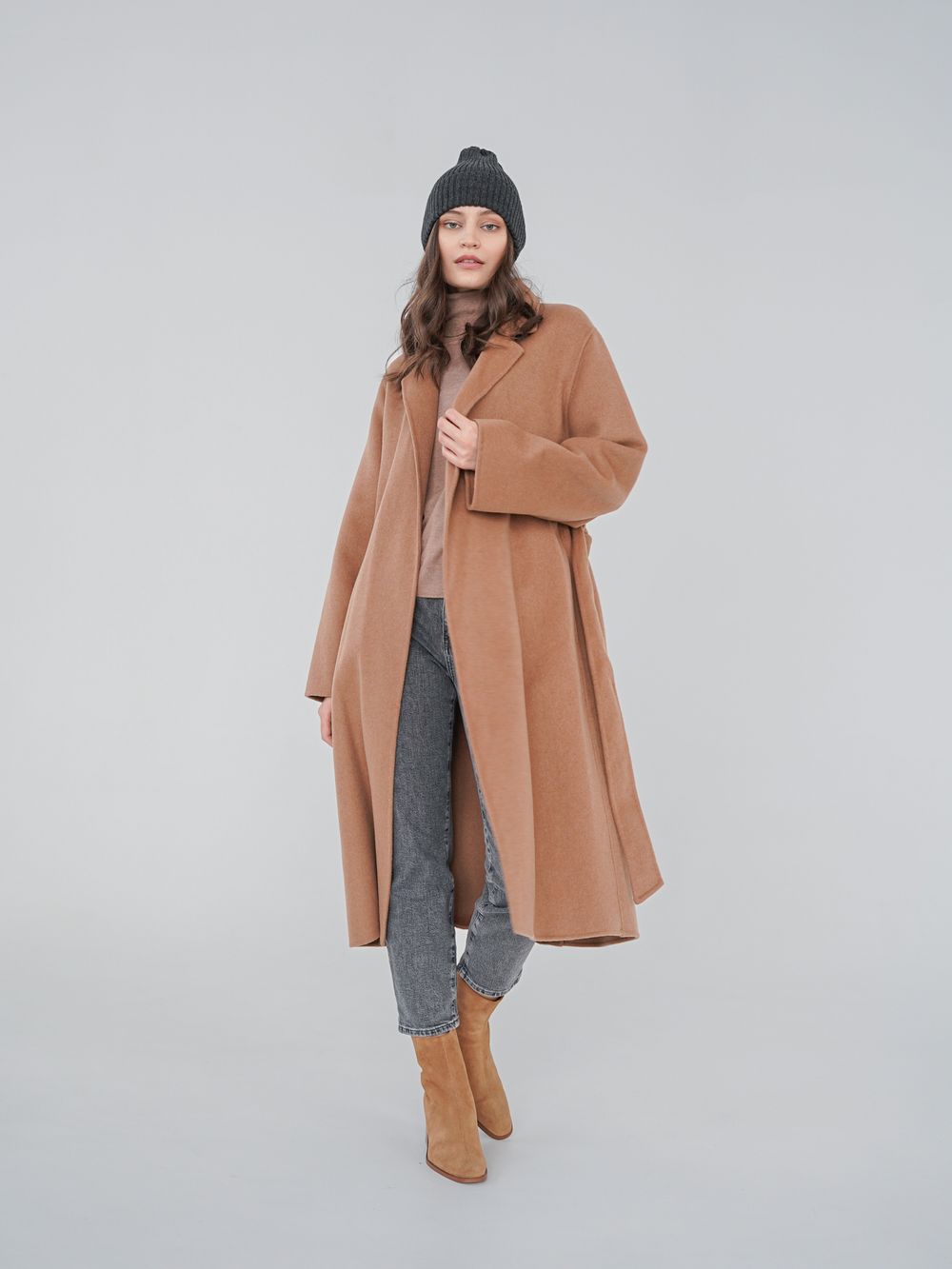 Шапка вязаная-резинка весенняя/осенняя КЭП(Черный меланж)