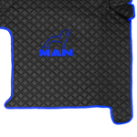 Ковры MAN TGX с 2-мя ящиками (механика), (экокожа, черный, синий кант, синяя вышивка)