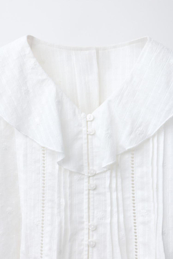 ZARA РУБАШКА В РОМАНТИЧЕСКОМ ЦВЕТОЧНОЙ ВЫШИВКОЙ, ЖЕЛТОВАТО-БЕЛЫЙ