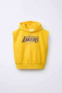 ZARA ТОЛСТОВКА-ЖИЛЕТ С КАПЮШОНОМ NBA — LOS ANGELES LAKERS, ЖЕЛТЫЙ