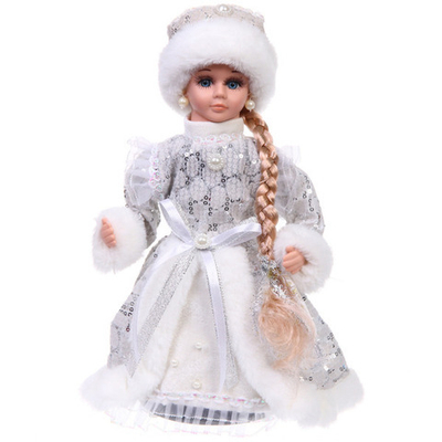 Снегурочка музыкальная «Прекрасная краса» в серебряной шубке 30 см