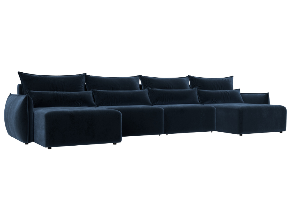 Диван П-образный Лига-051 НПБ Лонг ВЕЛЮР TOWER 13 синий