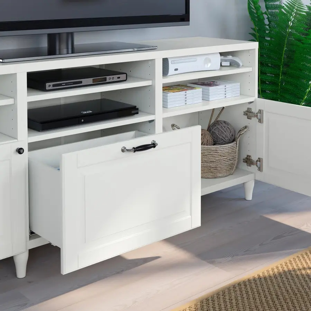 Шкаф для ТВ - IKEA BESTÅ/BESTA, 180x42x192 см, белый, Бесто ИКЕА
