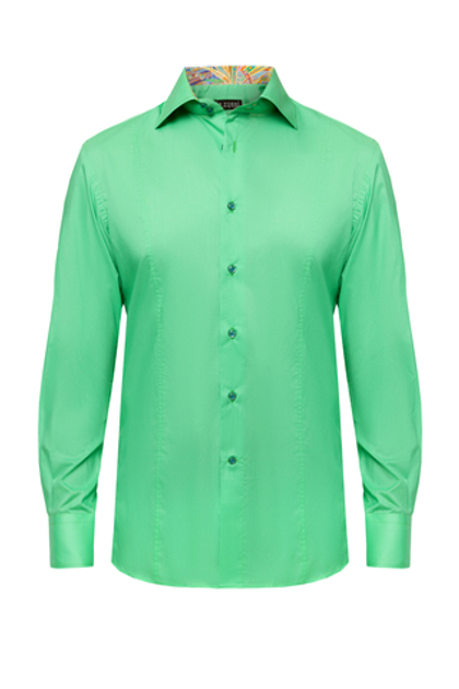 Рубашка зелёная однотонная с контрастными вставками