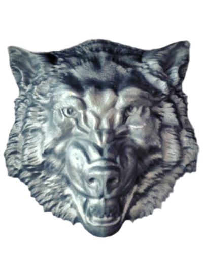 Кованый элемент Голова волка 20х20 (7 см), вес 1,5 кг. Под покраску.