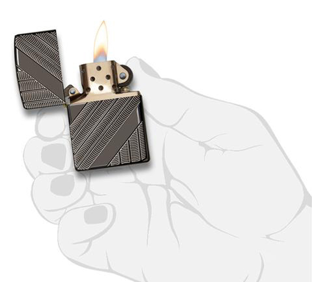 Зажигалка Zippo Armor с покрытием High Polish Black Ice, латунь/сталь, чёрная, 36x12x56 мм
