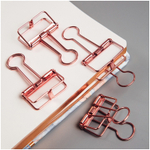 Зажимы для бумаг 32мм, MESHU "Rose Gold", 4шт., пакет с европодвесом