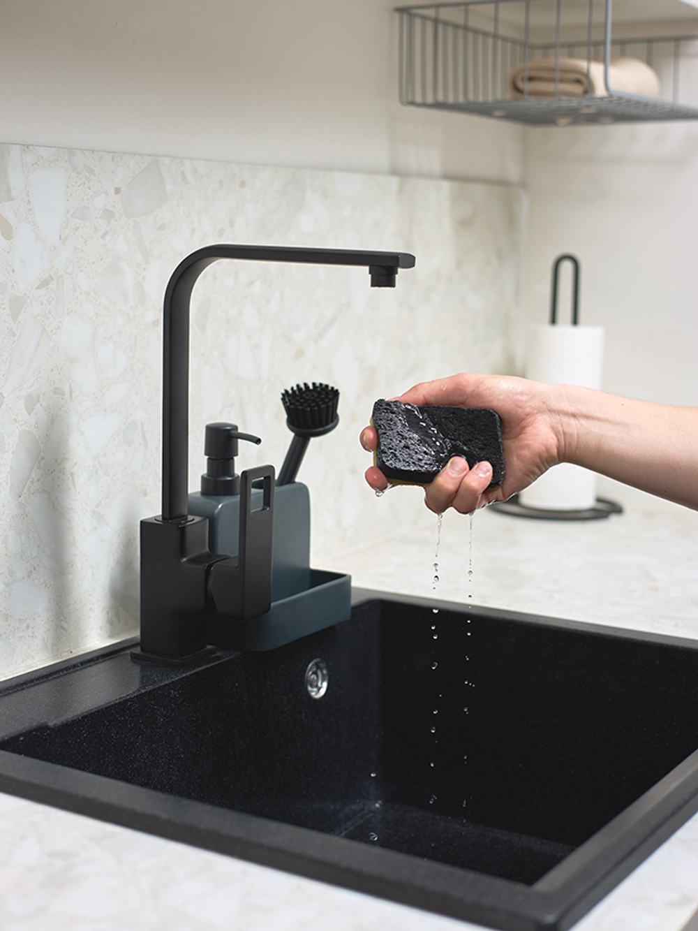 Набор губок для посуды из целлюлозы и кокосового волокна eco sponge, черные, 6 шт.