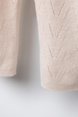 ZARA ТРИКОТАЖНЫЙ КОМБИНЕЗОН ИЗ ХЛОПКА И ШЕРСТИ, СВЕТЛО-БЕЖЕВЫЙ