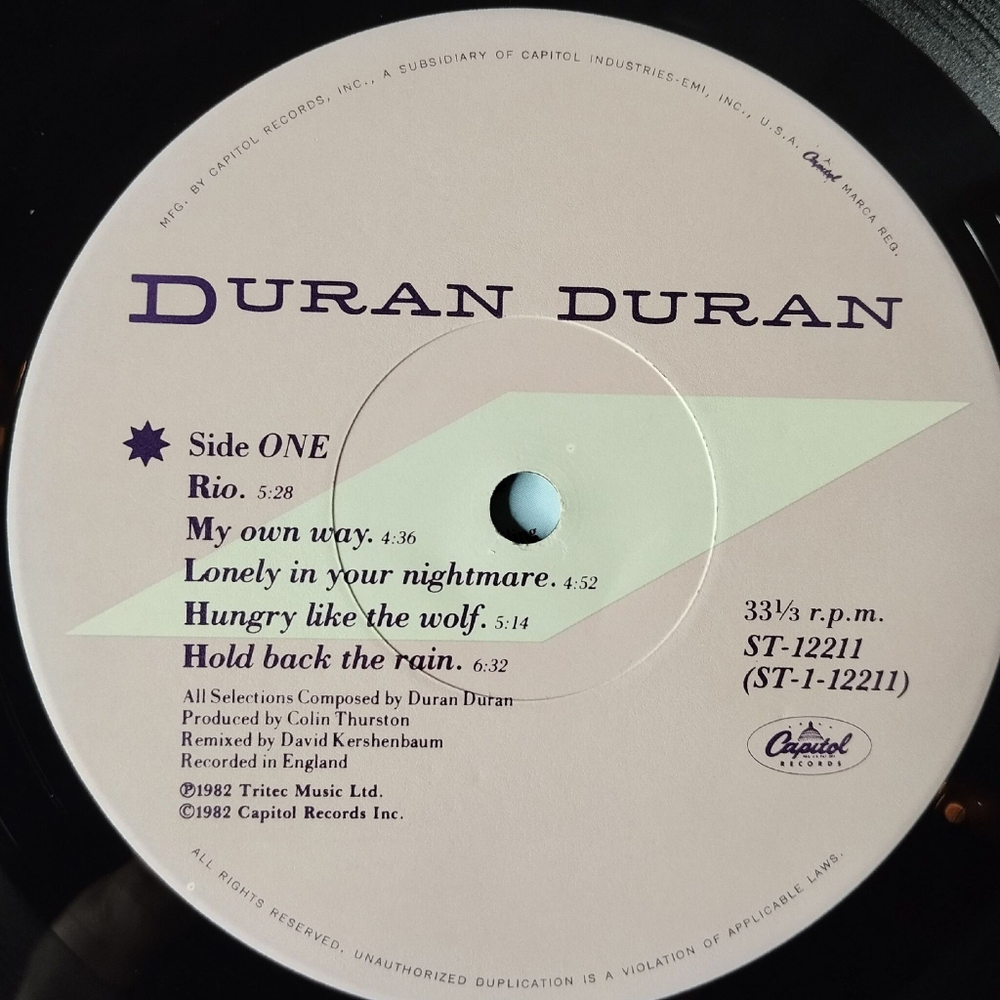 Винтажная виниловая пластинка LP Duran Duran Rio (USA 1982) My Own Way