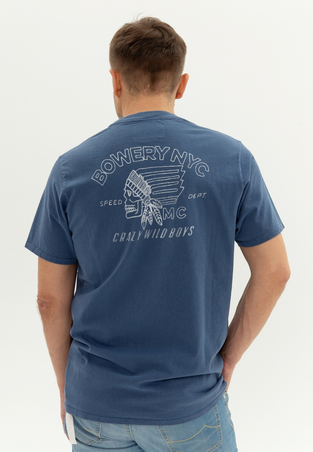 Футболка Bowery NYC "Superior and Crazy Wild Boys" Heavy Natural Blue