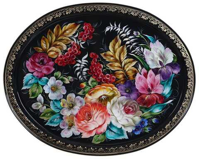 Жостовский поднос декоративный, размер 51х41 см (A26), металлический