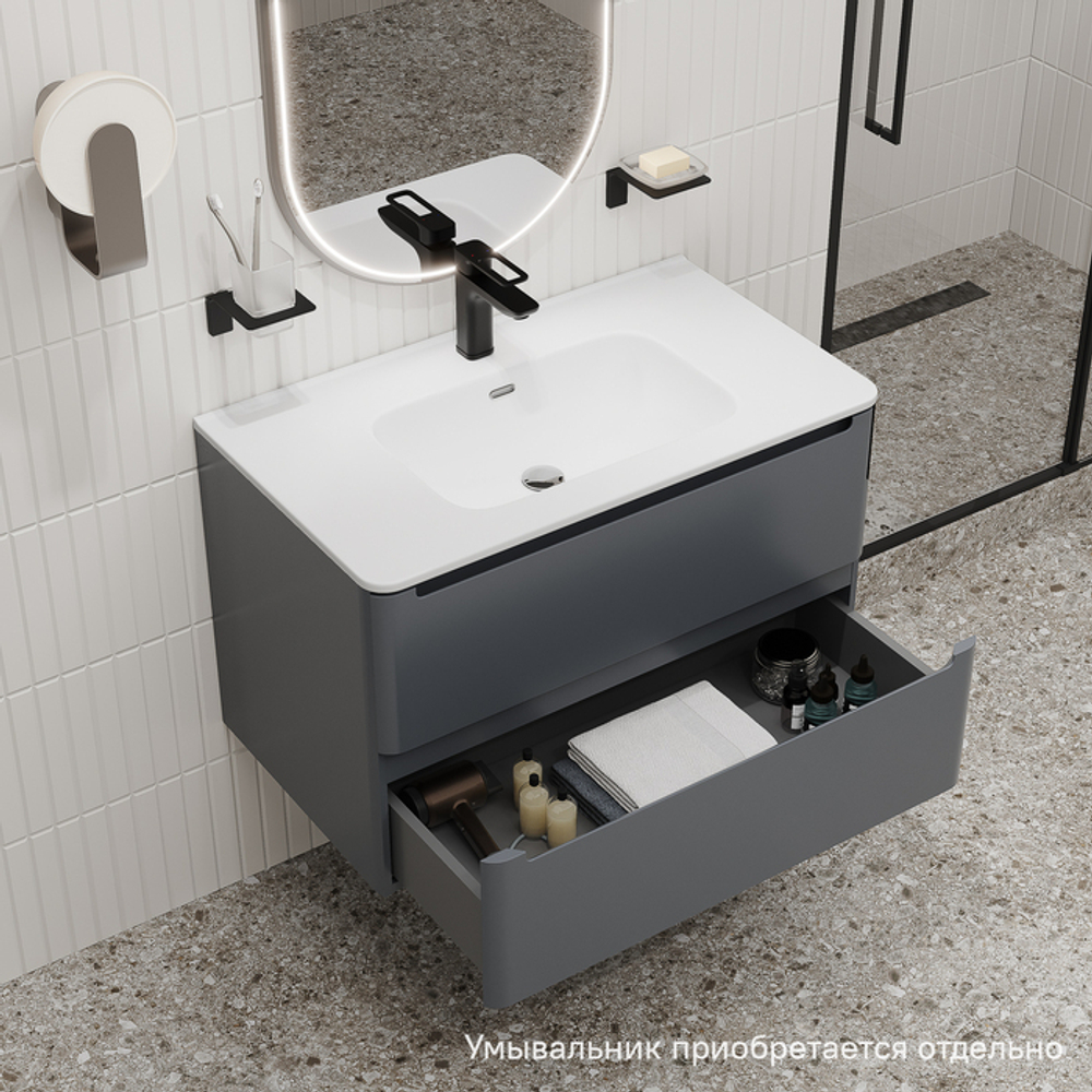 Тумба подвесная IDDIS Edifice, 80 см, темно-серый, EDI80D0i95