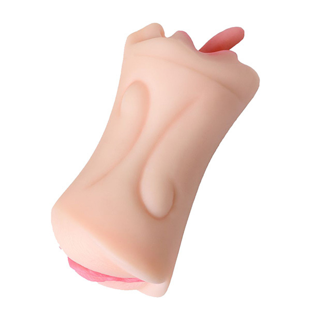 Телесный двусторонний мастурбатор 19см ротик и вагина ToyFa Juicy Pussy Fruity Tongue 893019