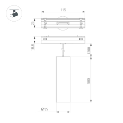 Светильник MAG-VIBE-SPOT-HANG-R35-10W Warm3000 (WH, 24 deg, 48V) (Arlight, IP20 Металл, 5 лет) 044469