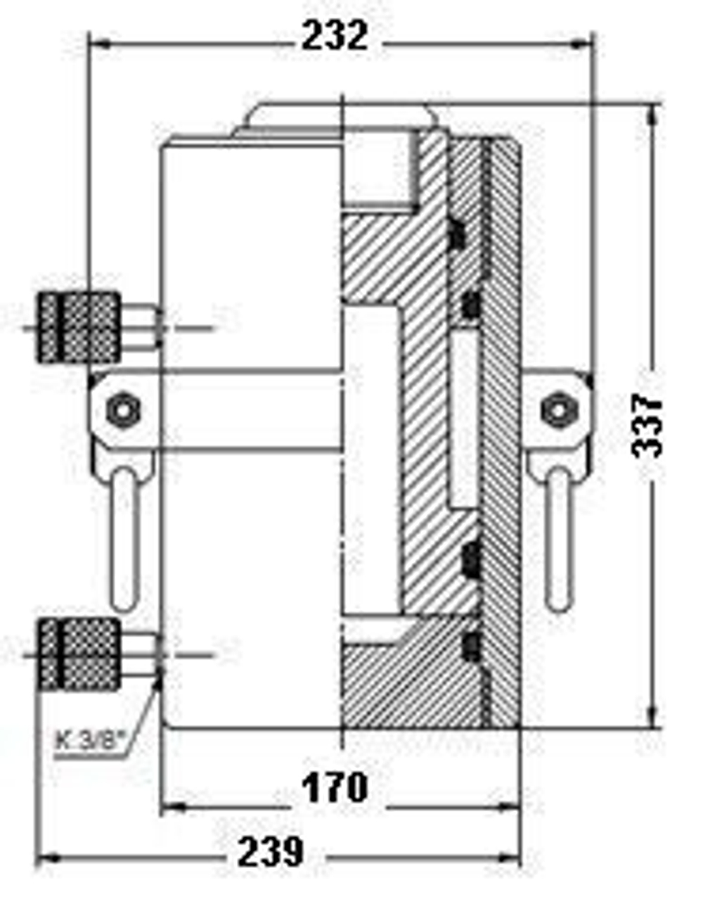 Домкрат гузовой с пружинным возвратом и фиксирующей гайкой Усилие 100 тс ДГ50П150Г