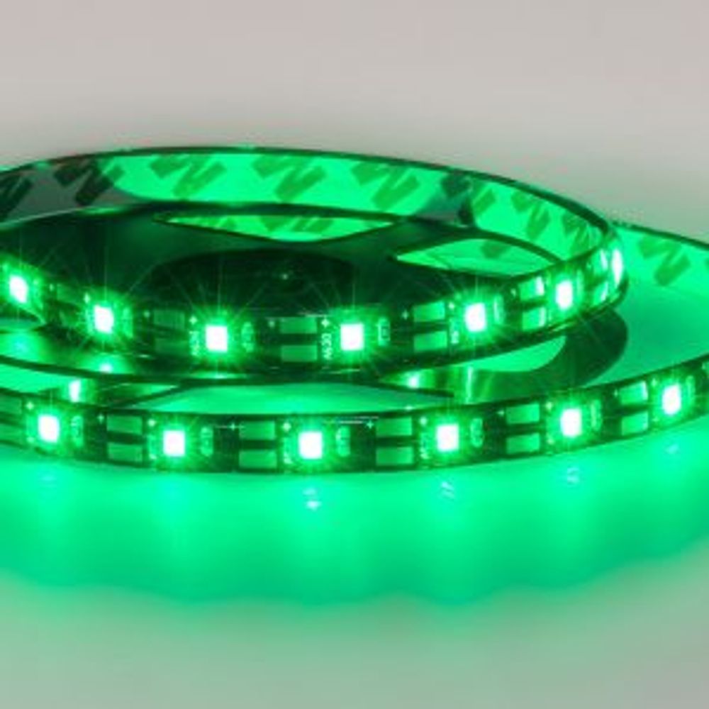 Лента светодиодная 5В, SMD2835, 4,8Вт/м, 60 LED/м, зеленый, 8мм, 1м, с USB коннектором, черная, IP65