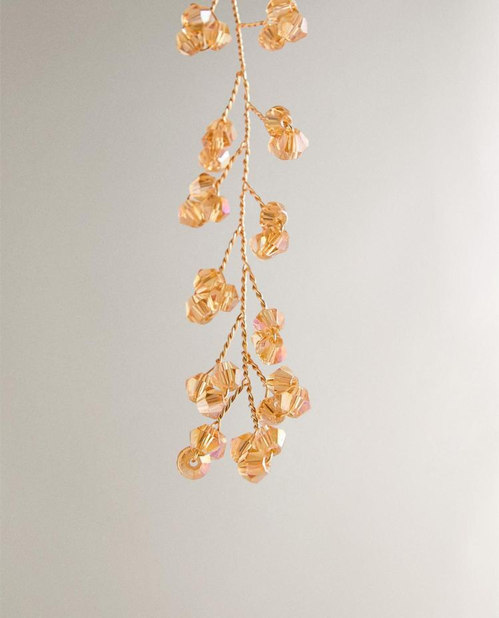 ZARA HOME ЕЛОЧНОЕ УКРАШЕНИЕ В ФОРМЕ ВЕТКИ С БУСИНАМИ, КАРАМЕЛЬНЫЙ