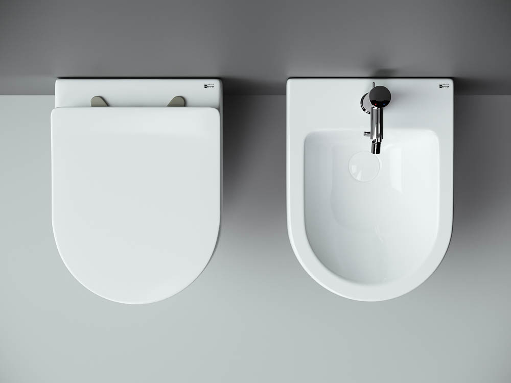 Подвесной унитаз Metropol Rimless, глубокий смыв, с крепежом для полностью скрытого монтажа, ультратонким сидением и крышкой с функцией плавного закрытия