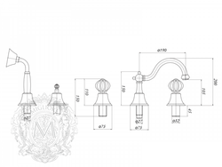 Смеситель на борт ванны на 5 отв. Migliore Olivia 19005 схема