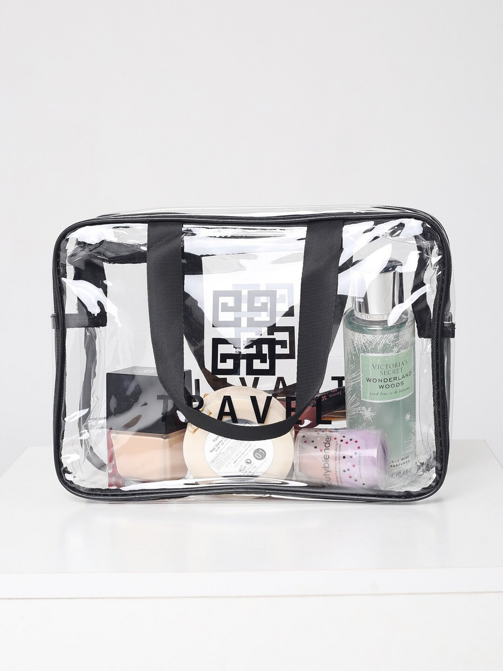 Косметичка водонепроницаемая ПВХ на молнии сумочка с ручкой TRAVEL, прозрачная 29,5*11*21см