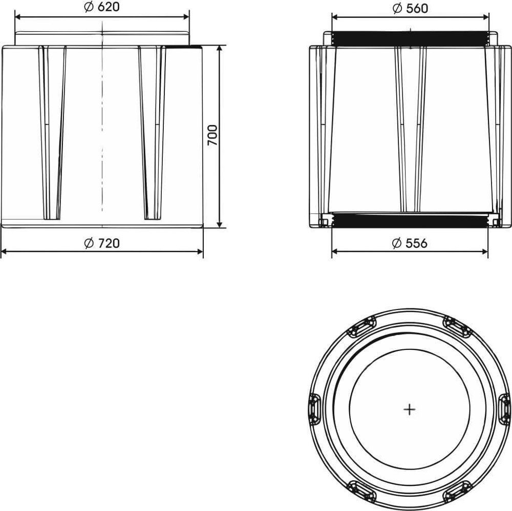 Элемент доборный 700мм Политим 280 л.(700x700x720см;черный) - арт.560749