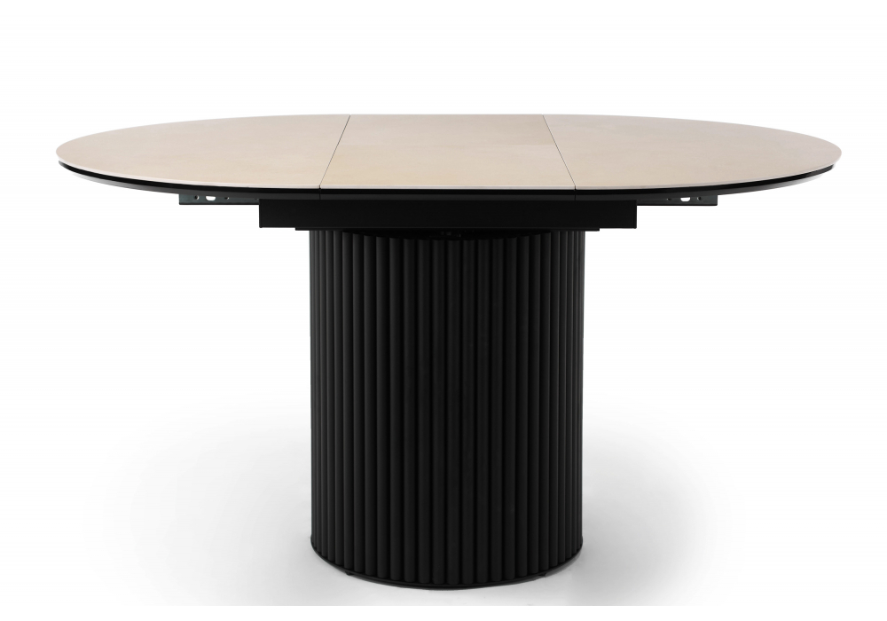 Керамический стол Woodville Стивен 100(140) okara light yellow, черный