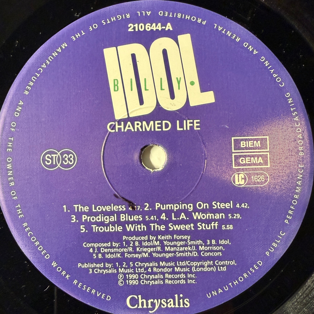 Billy Idol ‎– Charmed Life (Европа 1990г.)